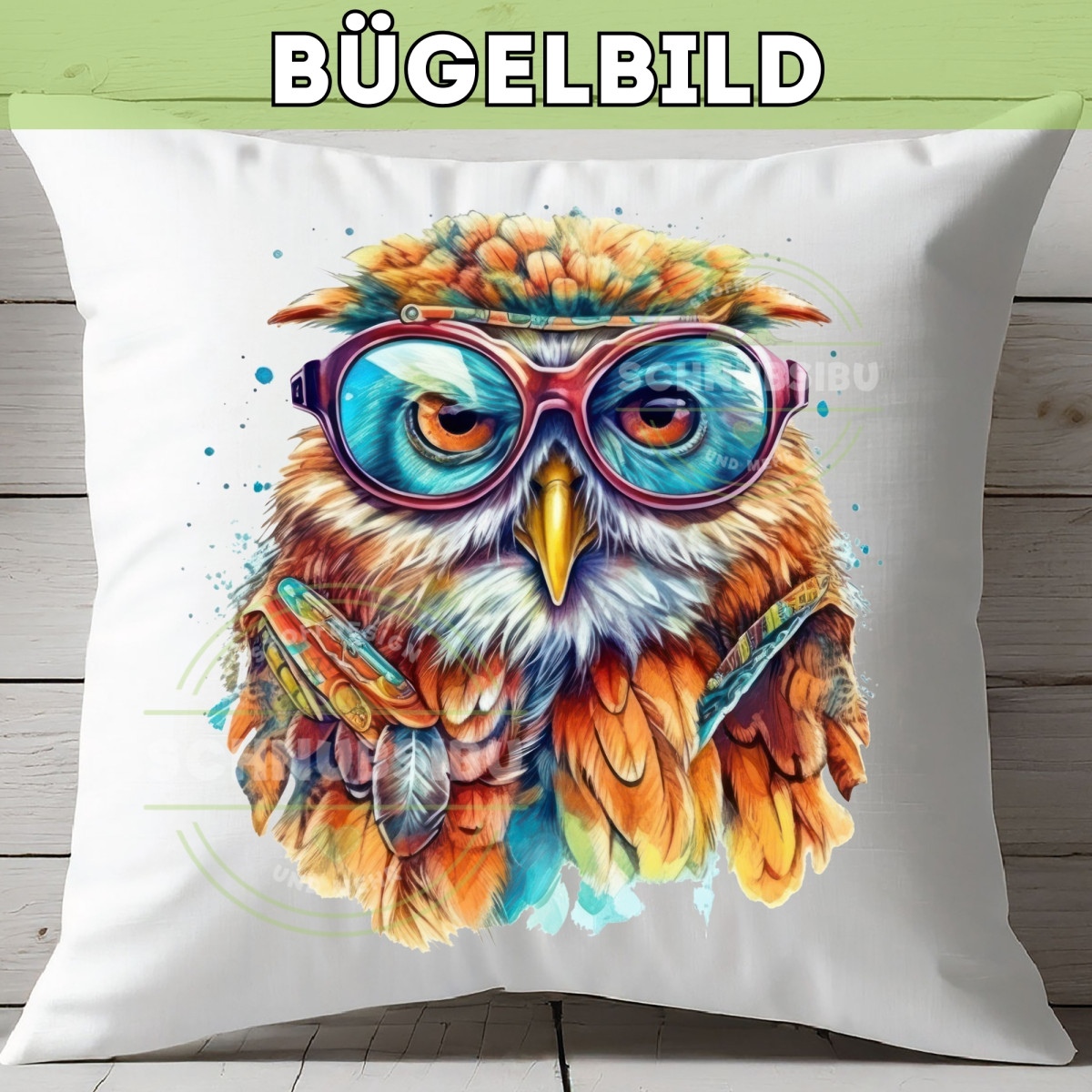 Bügelbild Funky Eule
